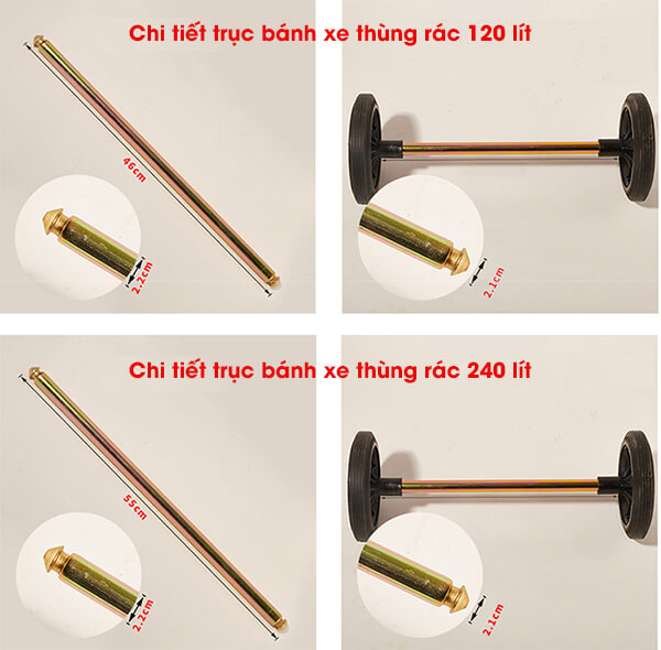 chi tiet truc banh xe thung rac