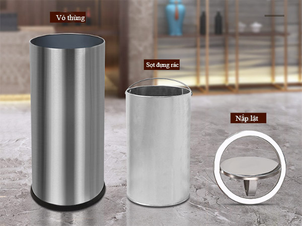 Cấu tạo thùng rác inox nắp bập bênh