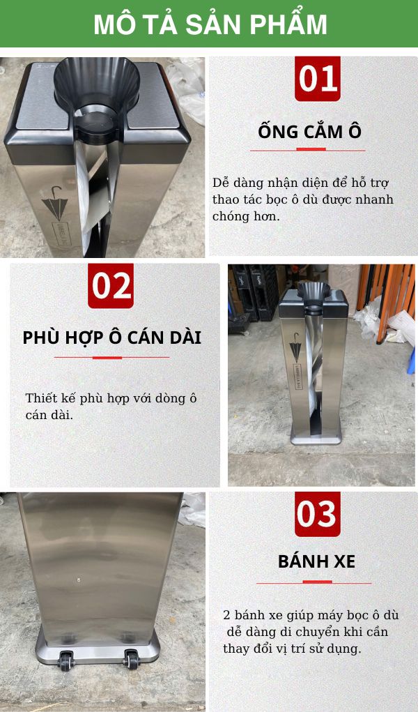 Chi tiết đặc điểm máy bọc ô dù đơn