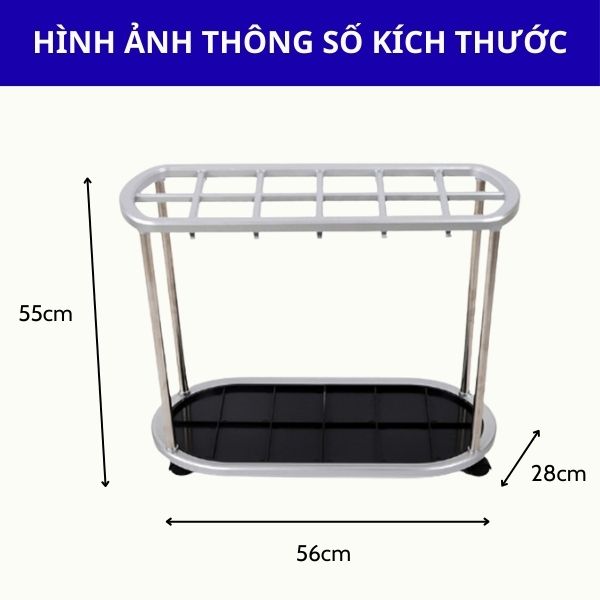 Kích thước kệ để ô dù 12 đầu cắm