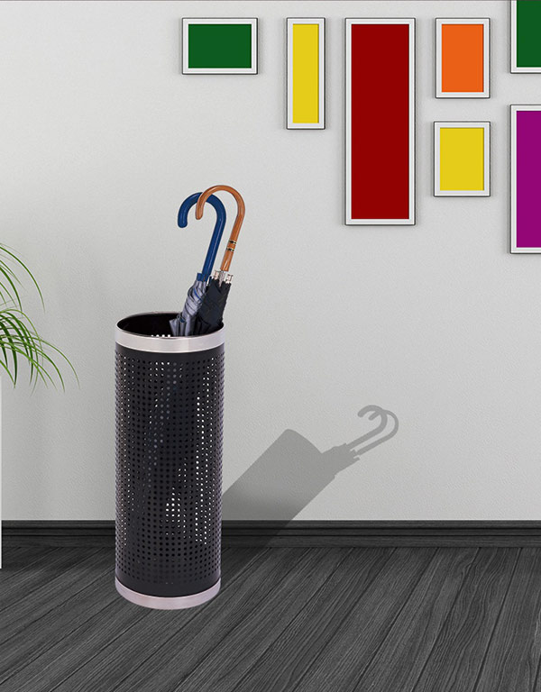 Kiểu dáng ống cắm ô trụ tròn làm bằng thép phun sơn viền inox