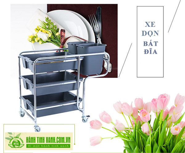 Mẫu xe đẩy thu gom bát đĩa nhà hàng bán chạy hiện nay