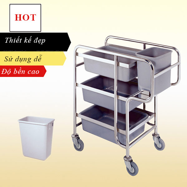 Xe dọn bàn, thu gom bát đĩa tốt, chất lượng