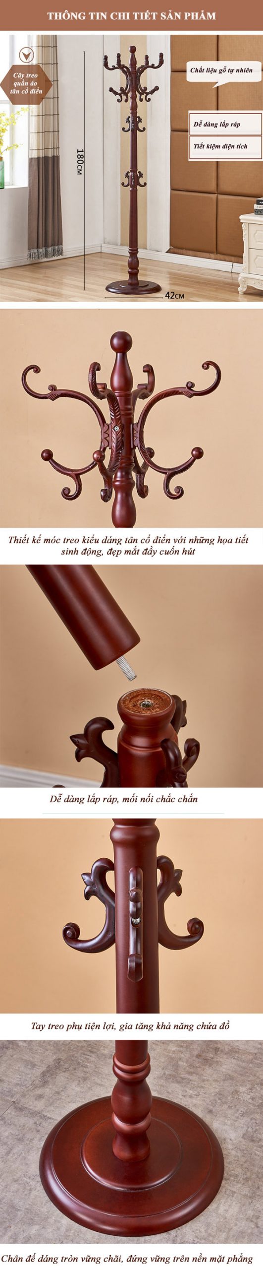 Đặc điểm từng bộ phận cây treo đồ, mũ nón, quần áo