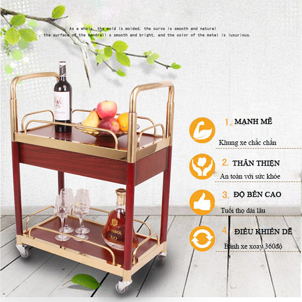Xe phục vụ rượu nhà hàng kiểu dáng 2 tầng