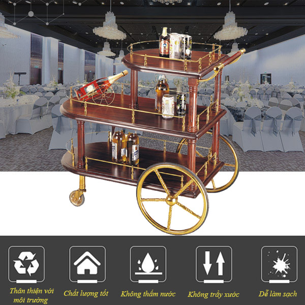 Xe đẩy phục vụ rượu trà dễ sử dụng