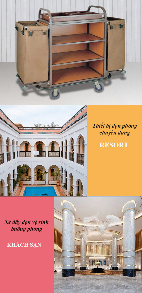 Xe dọn phòng bằng gỗ được dùng ở nhiều không gian Mẫu xe đẩy phục vụ thích hợp với không gian sang trọng