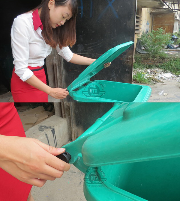 Cách lắp bánh xe và nắp đậy cho thùng rác nhựa