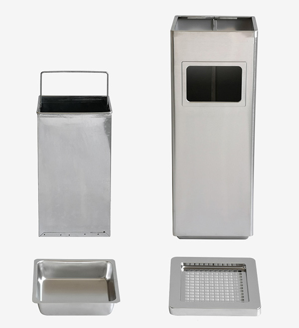 Cấu tạo của thùng rác inox có gạt tàn thuốc lá