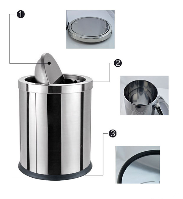 Cấu tạo của thùng rác inox nắp bập bênh