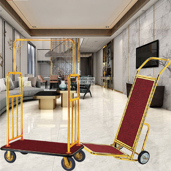 Mẫu xe chở hành lý inox mạ vàng bán chạy tại Hành Tinh Xanh