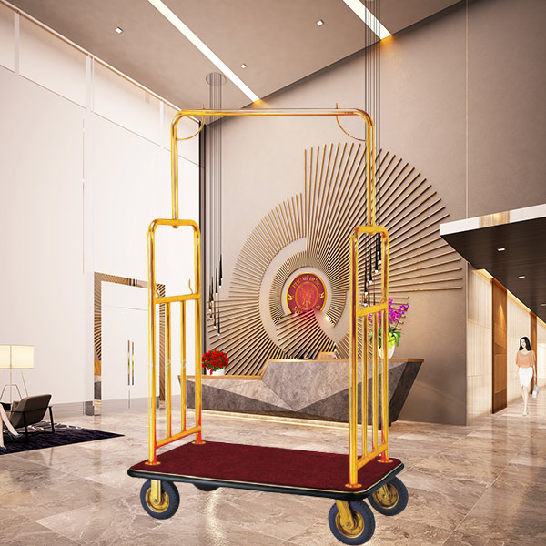 Mẫu xe vận chuyển hành lý khung inox mạ vàng cao cấp