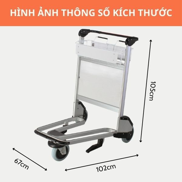 Kích thước xe đẩy hành lý dùng tại sân bay