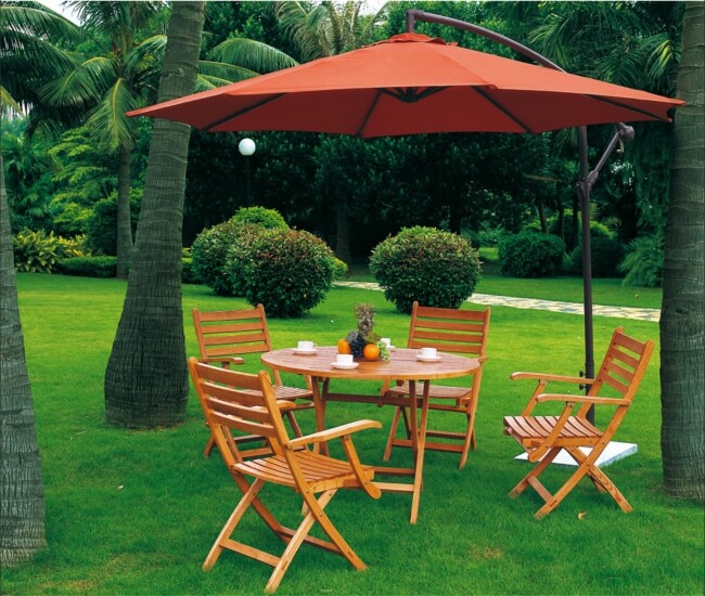 Ô dù lệch tâm tròn tạo nên không gian ấn tượng và thu hút