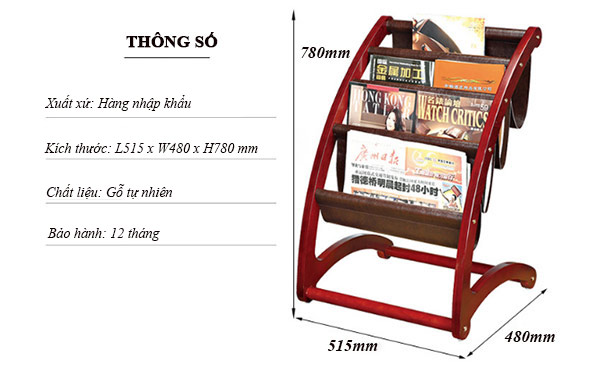 Khám phá kích thước giá kệ gỗ đựng tạp chí