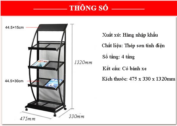 Kích thước giá để sách báo chí bạn nên quan tâm