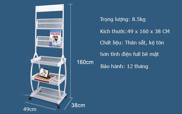 Thông số kích thước kệ tạp chí sách báo