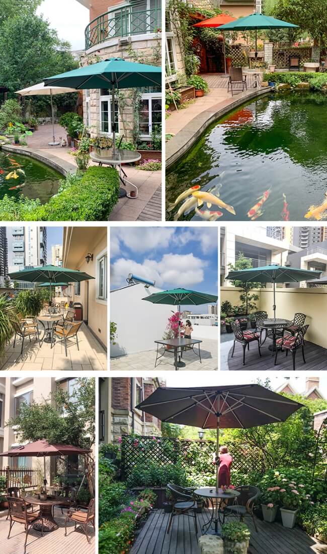 Dù đứng tâm che nắng được ứng dụng tại nhiều địa điểm khác nhau