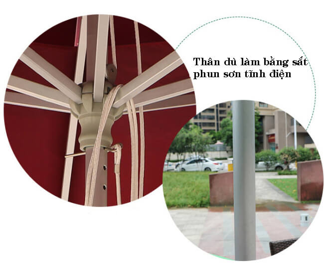 Thân ô được làm bằng sắt thép phun sơn tĩnh điện