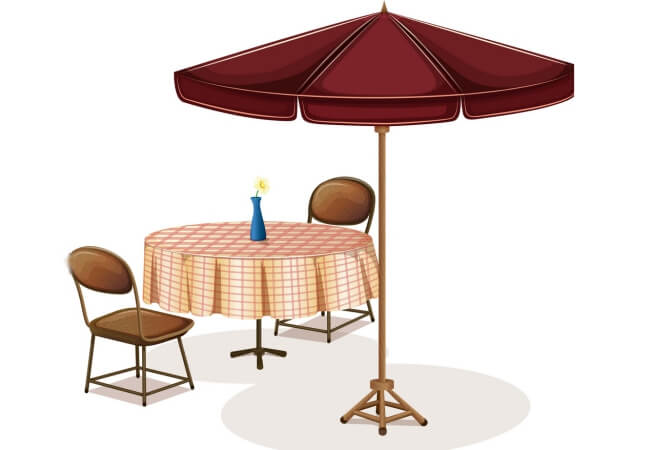 Hình ảnh mẫu dù che nắng quán cafe chính tâm tròn