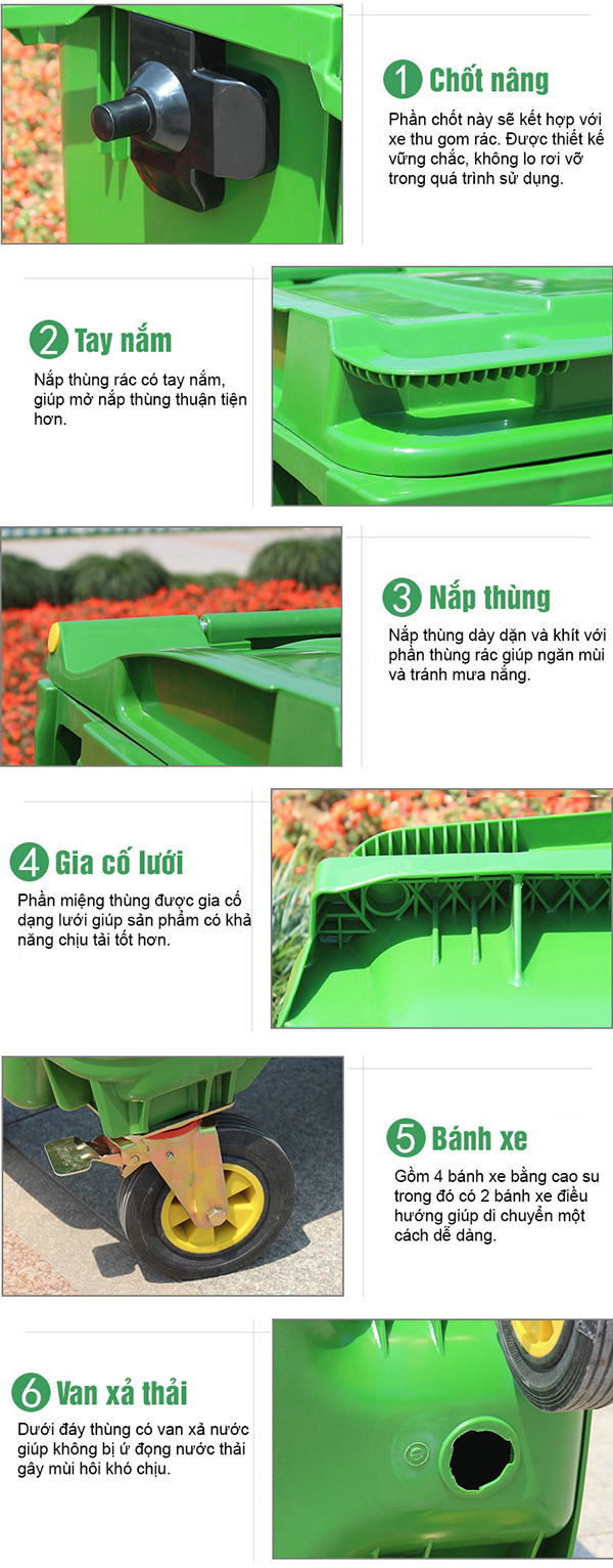 Xe đẩy rác 660 lít