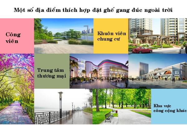Vị trí thích hợp đặt ghế gang công viên 1.5m