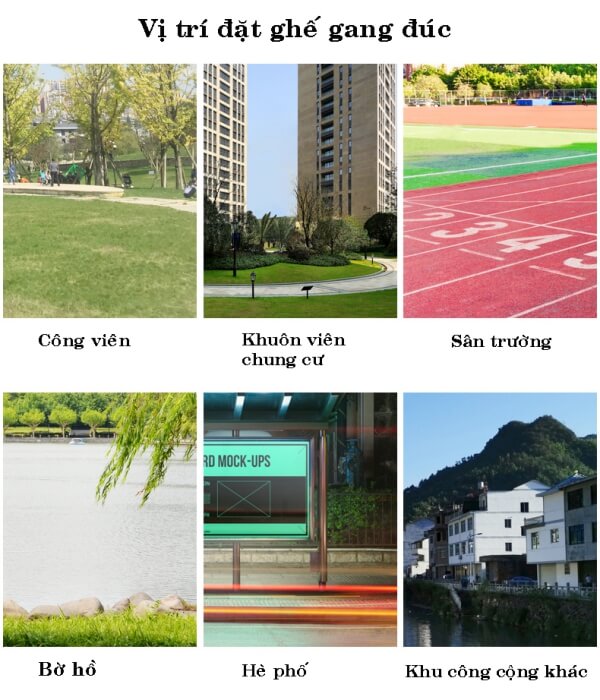 Vị trí thích hợp đặt ghế gang đúc ngoài trời 1.8m