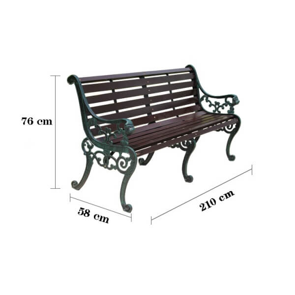 Kích thước ghế công viên dài có tựa ngoài trời