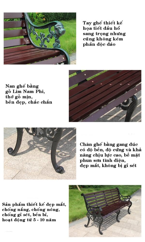 Đặc điểm nổi bật của ghế gang đúc 2.1m