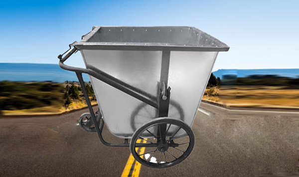Xe đẩy rác 3 bánh bằng tôn