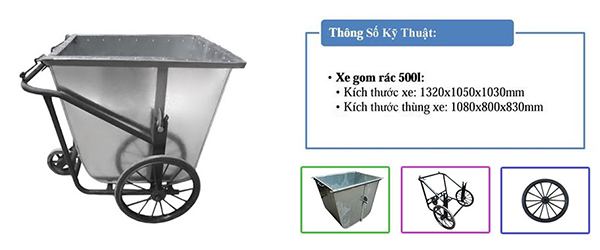 Xe đẩy rác 500 lít