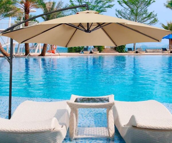 Dù hồ bơi lệch tâm tròn thiết kế hiện đại, bền đẹp