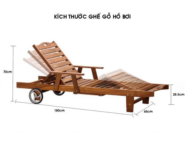 Kích thước giường tắm nắng hồ bơi