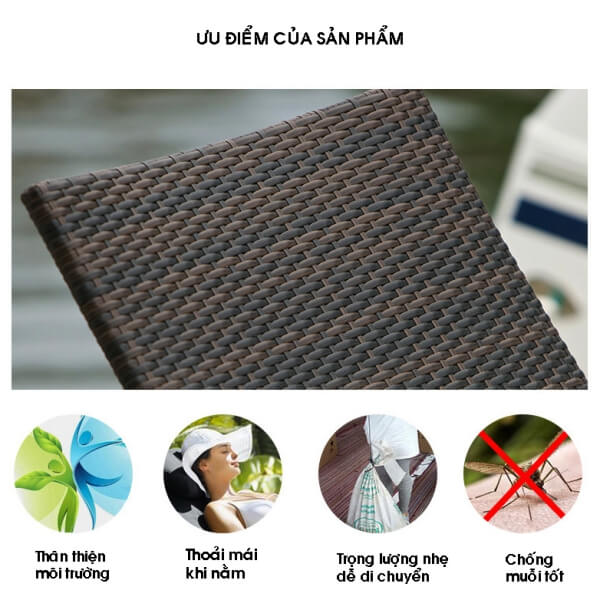Ưu điểm của giường phơi nắng chất liệu mây nhựa