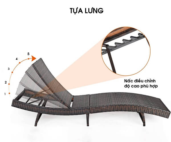 Thiết kế ghế tắm nắng thông minh với các nấc điểu chỉnh linh hoạt
