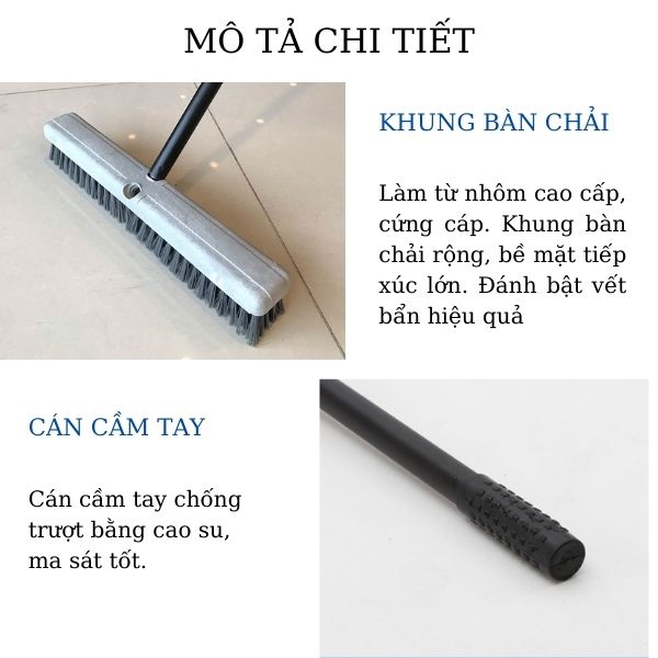 Cán chổi cọ sàn làm từ hợp kim nhôm cao cấp, bền đẹp