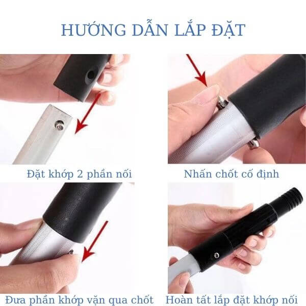 Các bước lắp đặt cây nối lau kính công nghiệp