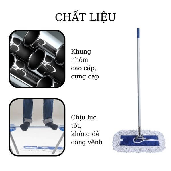 Cán cây lau sàn công nghiệp làm từ nhôm cao cấp, chất lượng