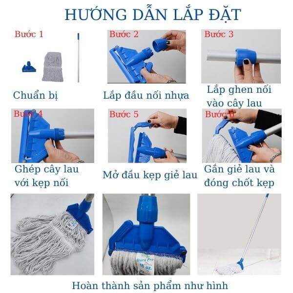 Hướng dẫn lắp đặt cây lau ướt sàn công nghiệp