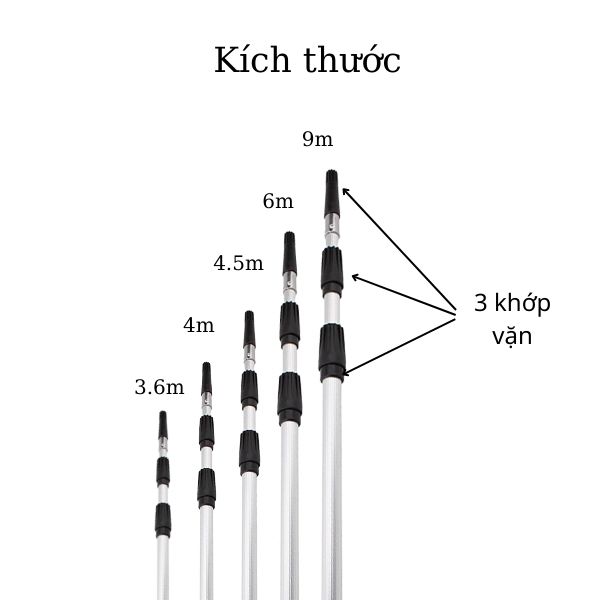 Kích thước cây nối dài 3 khớp vặn
