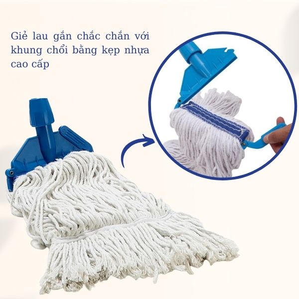 Thay thế dễ dàng bông lau ướt nhờ kẹp nhựa