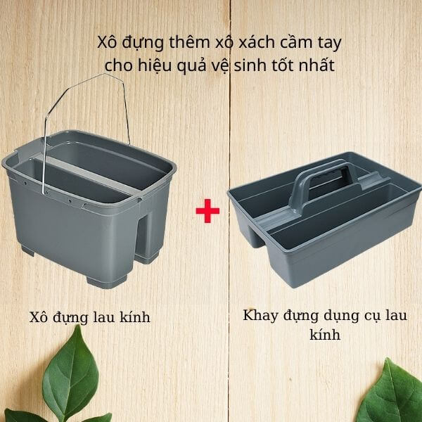 Sản phẩm kết hợp với khay đựng dụng cụ lau kính cho hiệu quả làm việc cao