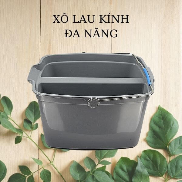 Mẫu xô lau kính hai ngăn màu ghi đa năng, giá rẻ nhất thị trường