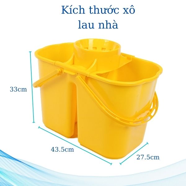 Chi tiết kích thước xô lau nhà có vắt 15L