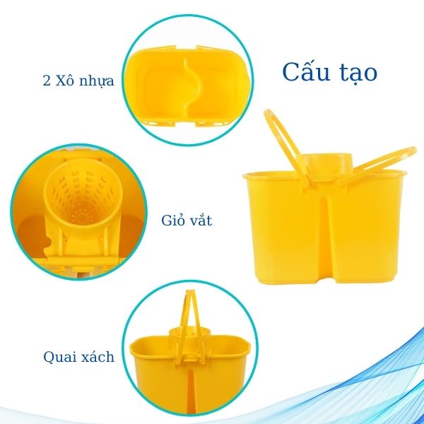 Cấu tạo cơ bản của xô lau nhà 2 ngăn