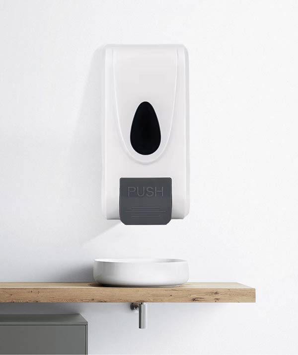 Các không gian vệ sinh nên trang bị mẫu bình đựng nước rửa tay treo tường này