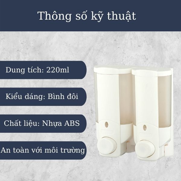 Thông số bình đựng nước rửa tay nhựa đôi