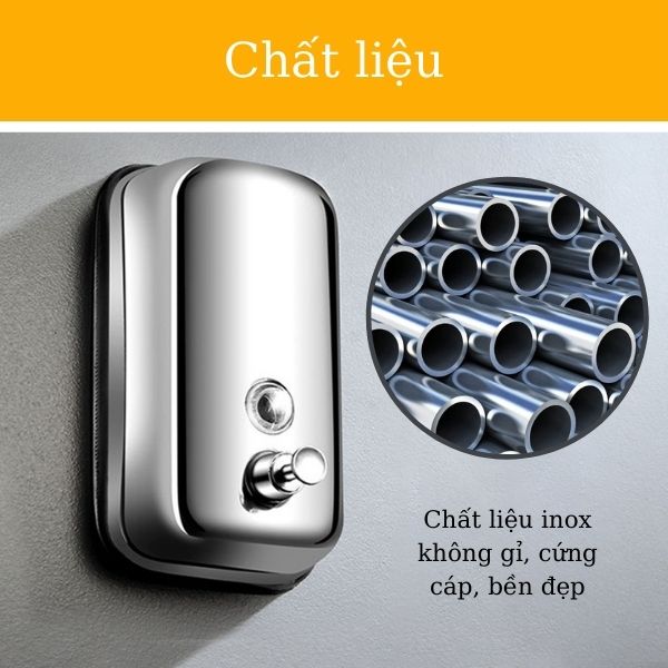 Bình đựng nước rửa tay làm từ inox chất lượng cao, độ bền tốt