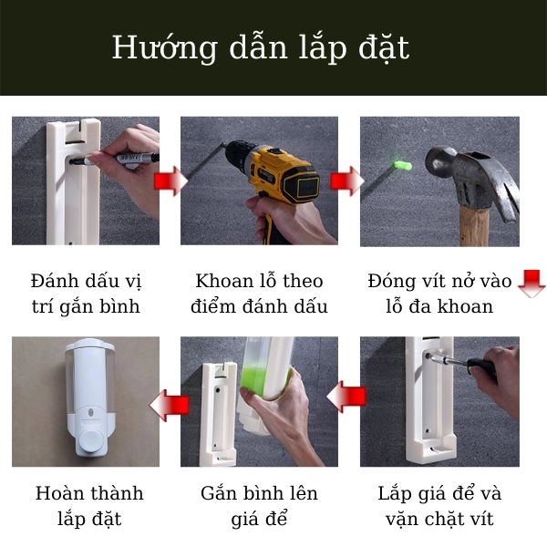 Các thao tác lắp đặt hộp nhựa đựng nước rửa tay