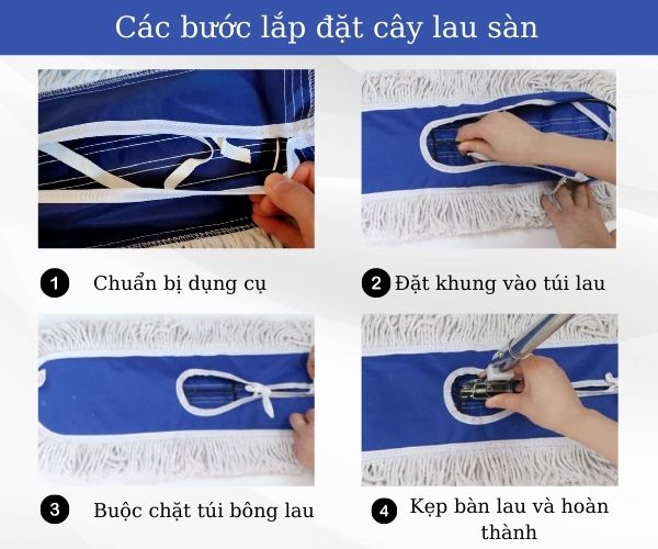 Các bước lắp đặt cây lau sàn khô công nghiệp